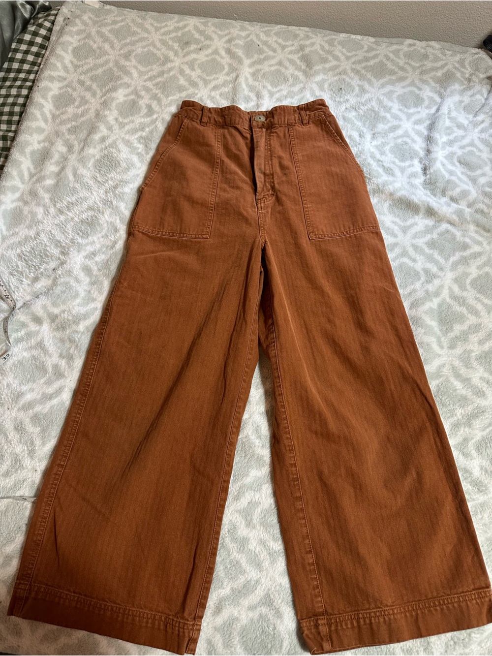 Free People Rust Wide-Leg Cropped Cargo Pants